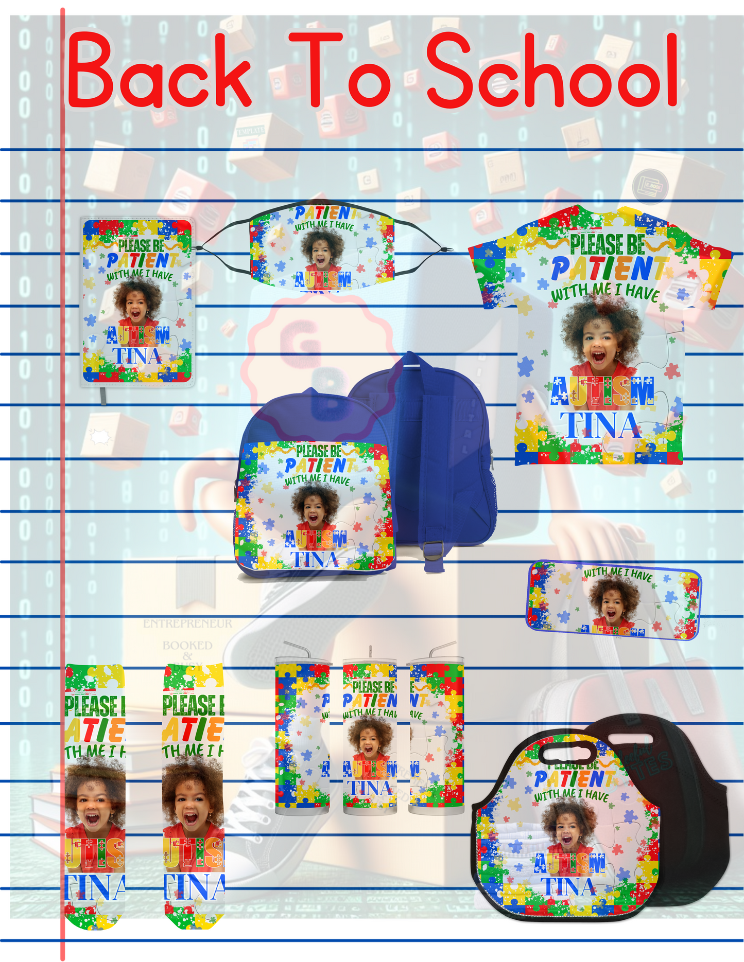 Back to School mock up plus editable template-Autism